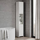 Пенал з фасадами без ручок з Ламінованого ДСП Шафка у ванну 30 см Шафа-пенал вузький на 6 комірок двохдверний, фото 4