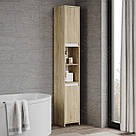 Пенал з фасадами без ручок з Ламінованого ДСП Шафка у ванну 30 см Шафа-пенал вузький на 6 комірок двохдверний, фото 5