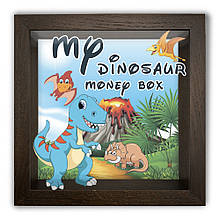 Дерев'яна копілка (скарбничка) 20 20 см "My dinosaur money box"