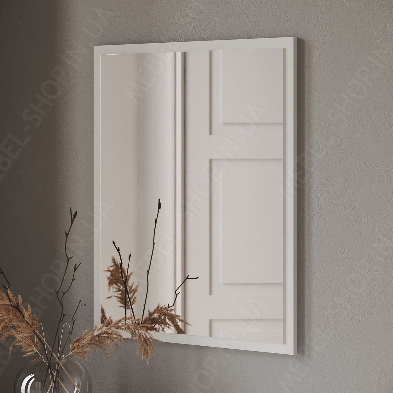 Дзеркало навісне у ванну з вологостійкого ДСП Домашнє дзеркало на стіну в рамі 450 мм шириною, фото 1