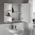 Настінне дзеркало з полицею у ванну кімнату з Ламінованого ДСП Шафчик із дзеркалом на стіну 80 см шириною, фото 2