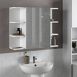 Настінне дзеркало з полицею у ванну кімнату з Ламінованого ДСП Шафчик із дзеркалом на стіну 80 см шириною