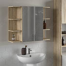 Дзеркало з полицею для ванної кімнати з ДСП Шафка навісна з дзеркалом у ванну 80 см шириною, фото 4