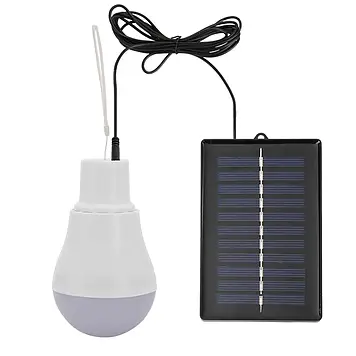 Автономна LED-лампа з акумулятором і зарядкою від сонячної панелі 5 V 15 W для дому кемпінгу риболовлі