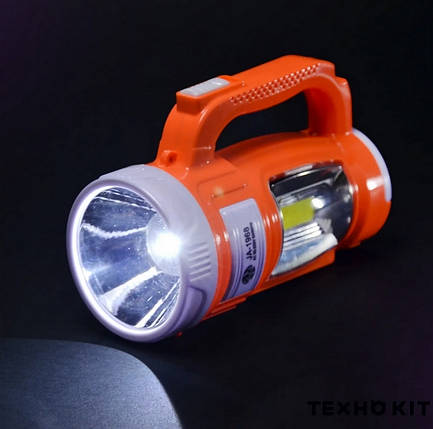 Ліхтар ручний JA 1968, з двома бічними лампами, потужний світлодіодний ліхтарик з акумулятором, заряджання від мережі, фото 1