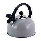 Чайник Kamille Сірий 2.5 л з нержавіючої сталі зі свистком KM-0679A, фото 6