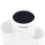 Підставка для ножів і кухонного приладдя Kamille KM-7608BL 22 см Білий Потрійна підставка для ножів, фото 7