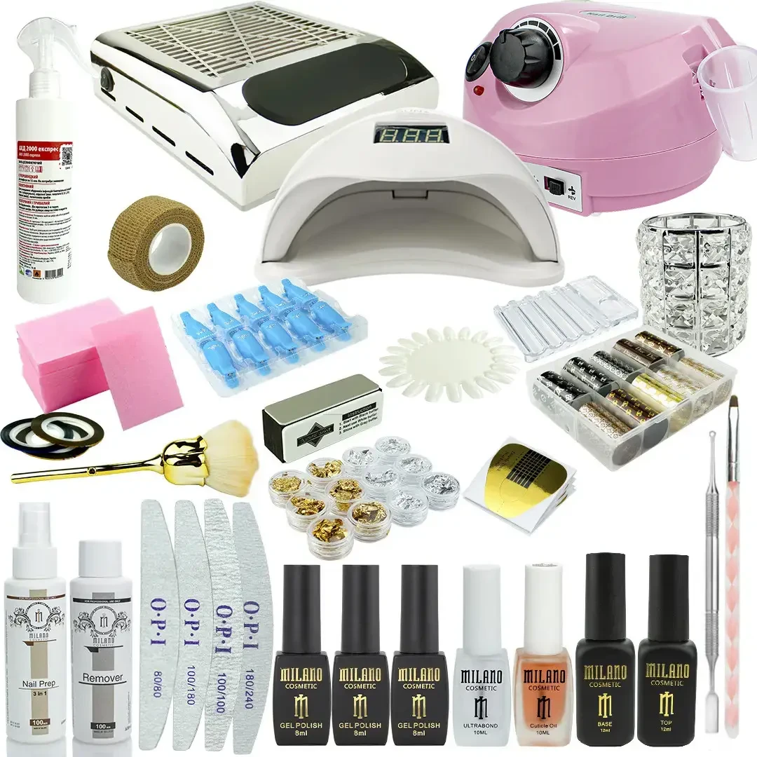 Стартовий набір для манікюру фрезер для манікюру Nail Master ZS-601 65W Лампа SUN 5 54 Вт LED UV витяжка 80 Вт