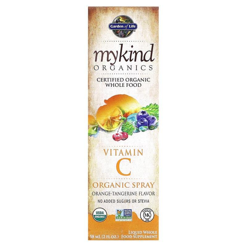 Garden of Life, MyKind Organics, спрей з органічним вітаміном C, зі смаком апельсина і мандарина, 58 мл