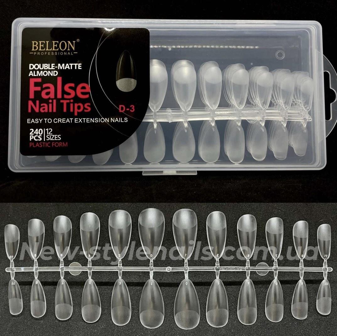 Тіпси гелеві матові для нарощування нігтів BELEON 240 штук - (Мигдаль) D-3, фото 1