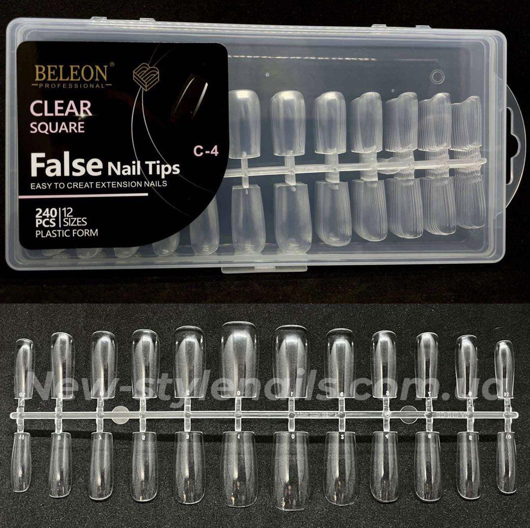 Тіпси гелеві для нарощування нігтів BELEON 240 штук - (Квадрат) C-4