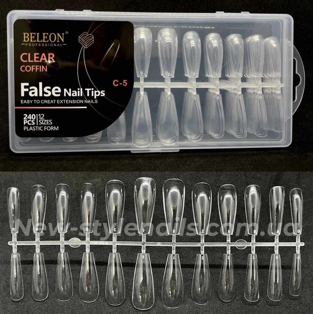 Тіпси гелеві для нарощування нігтів BELEON 240 штук - (Балерина) C-5, фото 1