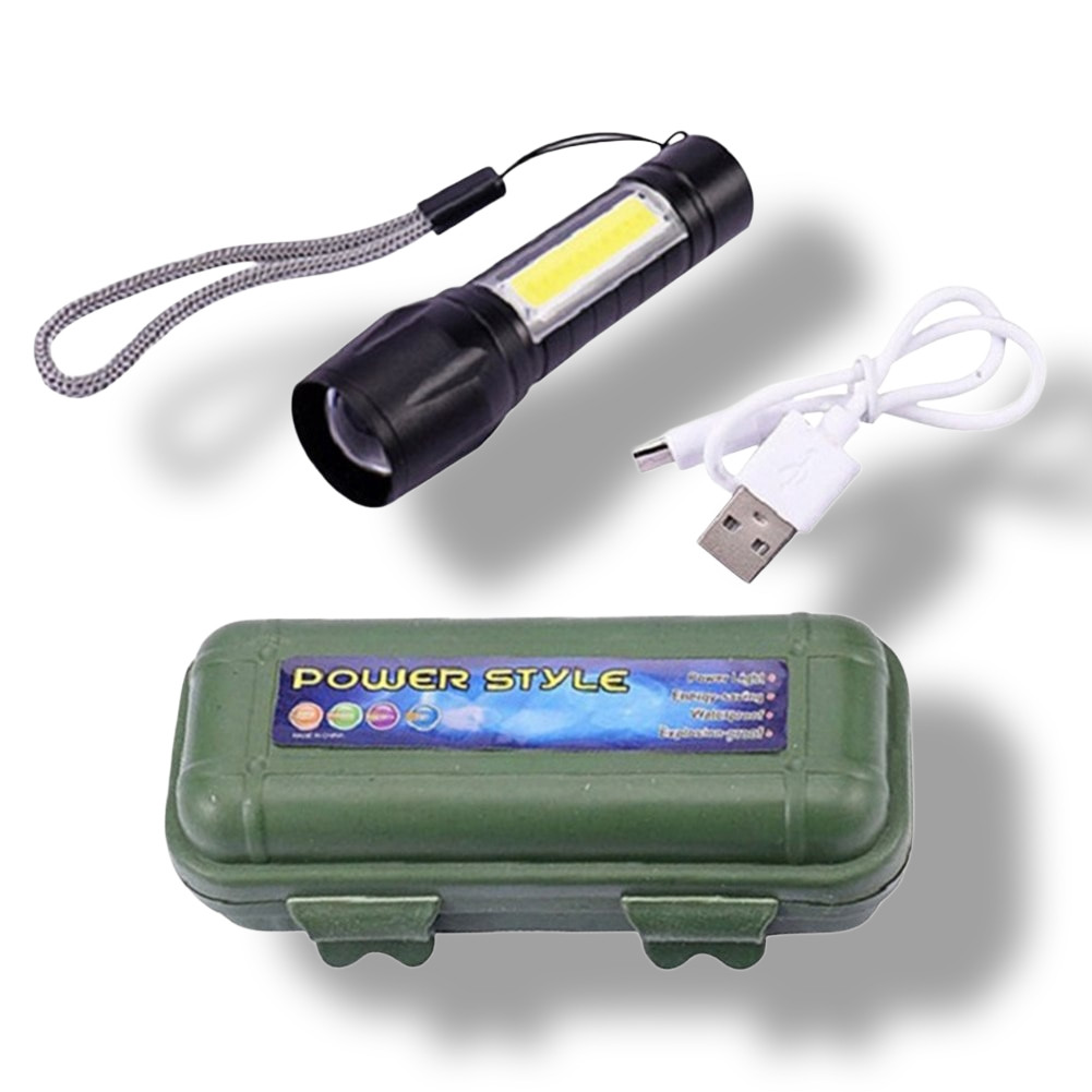 Потужний ліхтарик, ліхтар у чохлі Bailong Police на акумуляторі usb micro charge з бічною підсвіткою