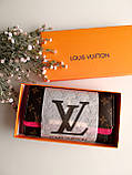 Жіночий гаманець Louis Vuitton коричневий + малиновий великий Луї Віттон, фото 3
