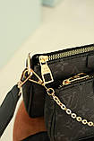Сумка жіноча Louis Vuitton 3 в 1 чорна + чорна луї ремінець, фото 3