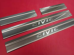 Накладки на пороги Honda Civic 10 2016-2021