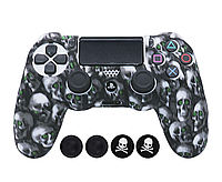 Силиконовый чехол Ralan для геймпада Dualshock 4 / PS4 / Skull-Green