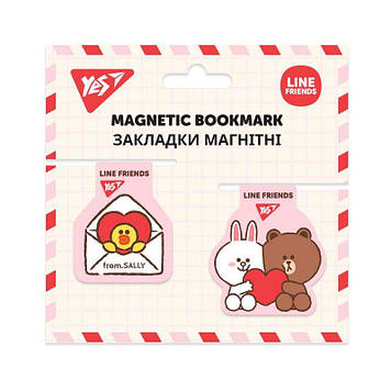 Закладка магніт. "Yes" №707826 Line Friends 2шт(10)(50)