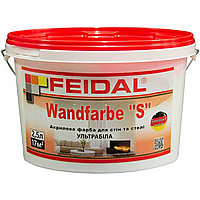 Акриловая краска для стен и потолка Feidal Wandfarbe S матовая 2.5л