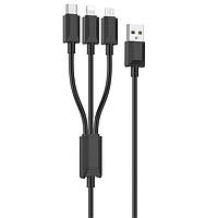 Кабель 3в1 для зарядки телефона MicroUSB+TypeC+Lightning 3-in-1 HOCO X74 |100см/2A| Черный