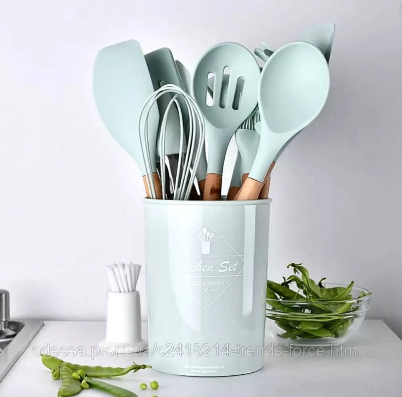 Набір кухонного приладдя 12 предметів Kitchen Set (Чорн, фарб,бел,берюз,роз,чорн) (16)