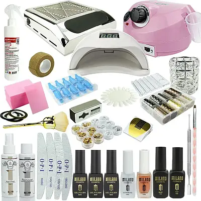 Стартовий набір для манікюру фрезер для манікюру Nail Master ZS 601 65W Лампа SUN 5 54 Вт LED UV витяжка 80 Вт