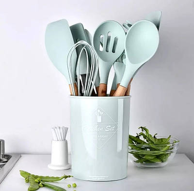Набір кухонного приладдя 12 предметів Kitchen Set (Чорн, фарб,бел,берюз,роз,чорн) (16)