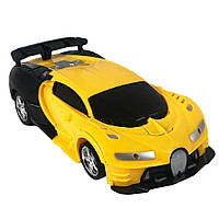 Машинка детская на радиоуправлении Трансформер Bugatti Robot Car Size 18 Желтая с чёрным