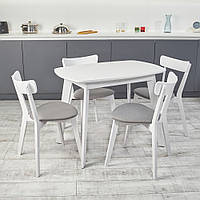 Комплект кухонной мебели Onto Винцензо 100 Премиум белый стол + 4 Стула Вито Премиум серый
