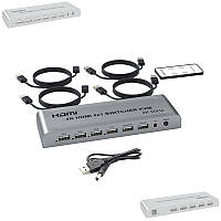 KVM переключатель HDMI, 4-порта, HDMI USB, пульт ДУ