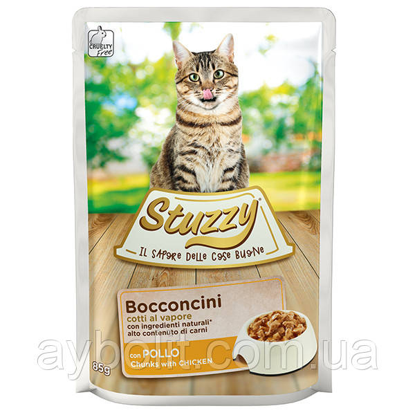 Вологий корм в соусі консерви для котів, пауч Stuzzy Cat Chicken курка 85 г (8005852153012)