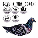 М'яка іграшка "Голуб Валера з батоном" 50см, подушка-антистрес, іграшка птах голуб, фото 8