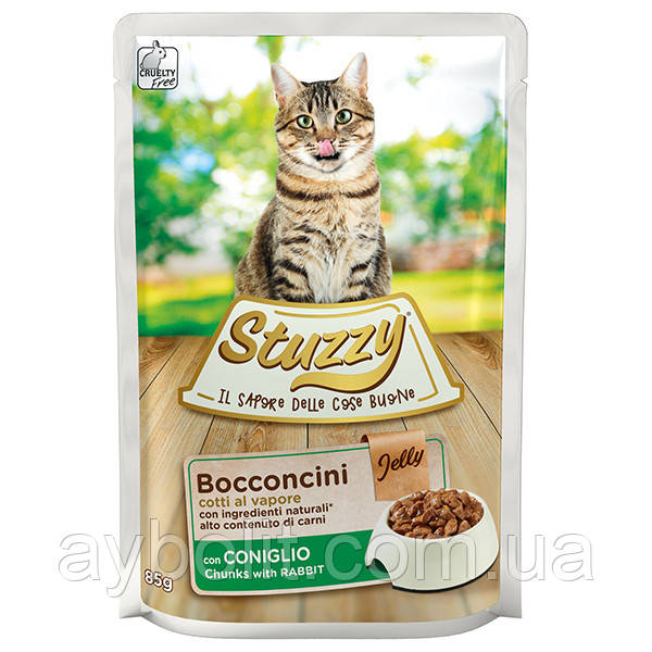 Вологий корм у желе консерви для котів, пауч Stuzzy Cat Rabbit кролик 85 г (1043070) (8005852153708)