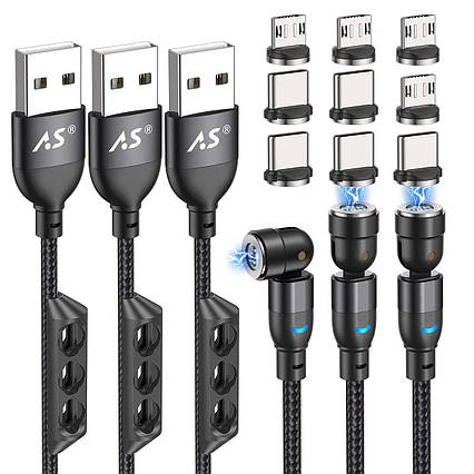 Магнітний кабель для заряджання мобільних пристроїв A.S 540 Degree Magnetic Charging Cable, Amazon, Німеччина, фото 2