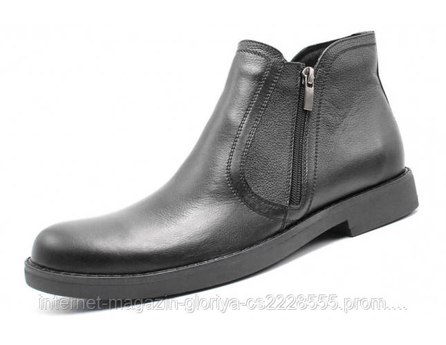 Ботинки мужские черные деми классика MIDA из натуральной кожи 140119 (1 ...