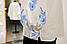 Вишиванка жіноча з довгим рукавом - реглан, авторська вишивка (Гжель), Онікс, колір - білий., фото 5