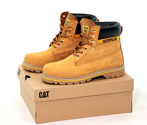 Зимові чоловічі та жіночі черевики Caterpillar CAT Winter Brown Взуття Катерпіллер світло коричневі нубук хутро