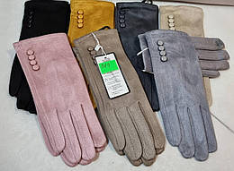 Жіночі замшеві рукавички з начосом, сенсор BN96-1 різні забарвлення.