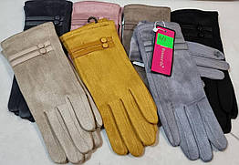 Жіночі замшеві рукавички з начосом, сенсор BN99-1 різні забарвлення.