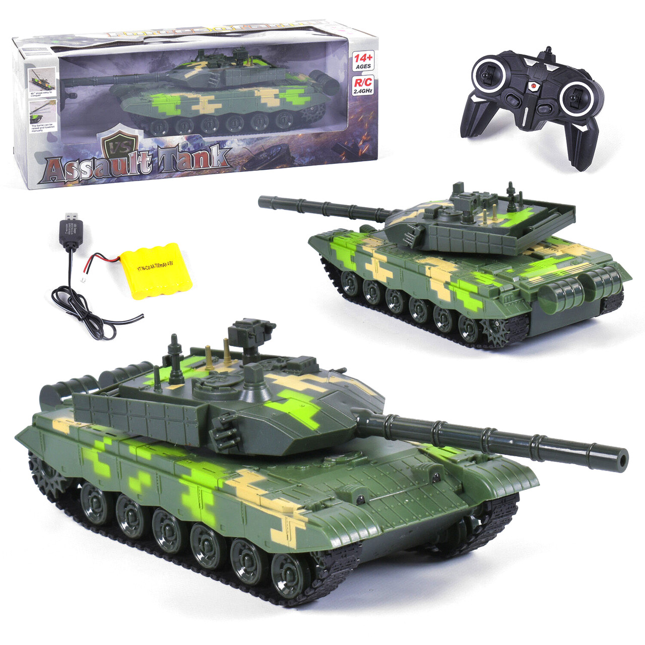 Танк на радіокеруванні (світло, звук, акумулятор 4.8 V, у коробці) 167 А