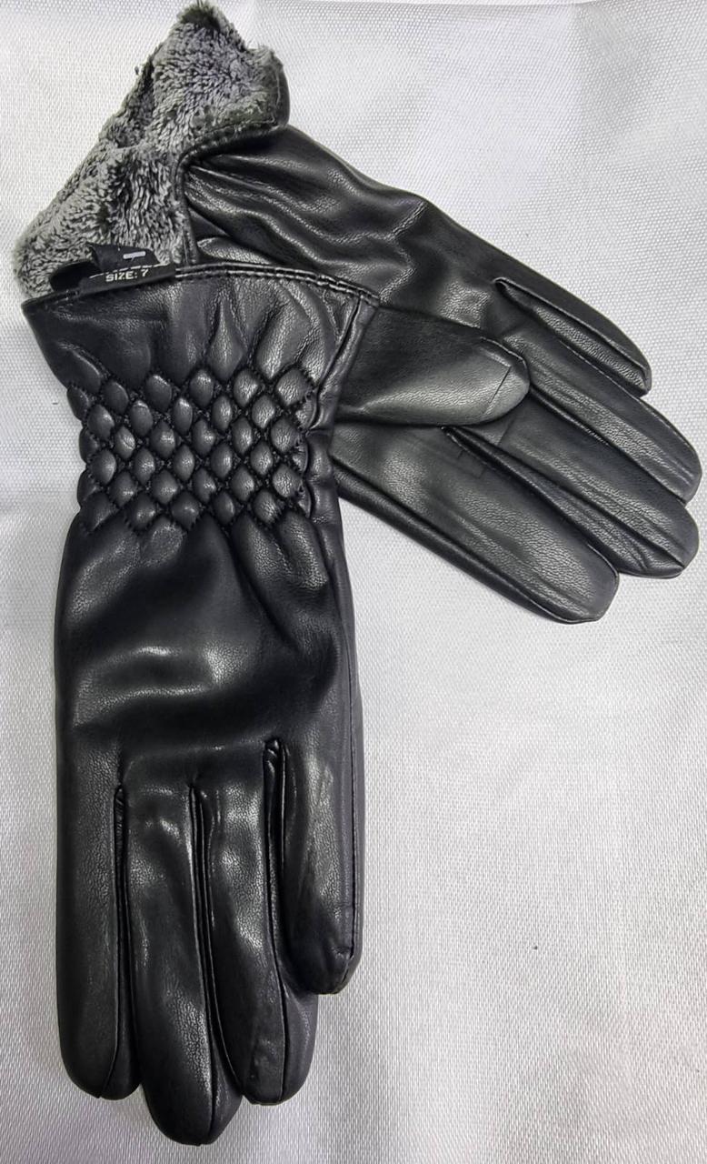 Жіночі рукавички шкір. зам. всередині махра G03, фото 1