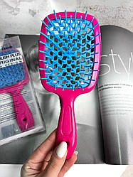 Гребінець для волосся "Super Brush" малиновий з блакитним в коробці