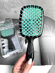 Гребінець для волосся  "Super Brush" в коробці чорний з м‘ятним
