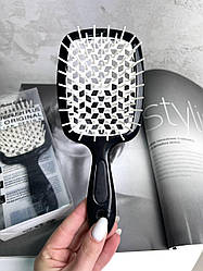 Гребінець для волосся "Super Brush" чорний з білим в коробці