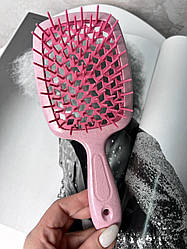 Гребінець для волосся "Super Brush" під мармур в пакеті. Рожевий