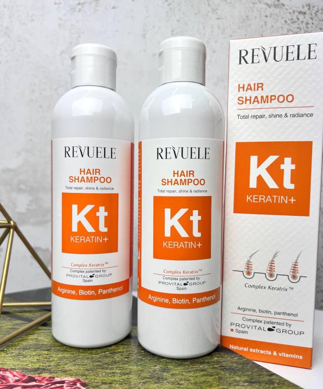 Відновлювальний шампунь для блиску й сяйва волосся Revuele Keratin+, 200 мл