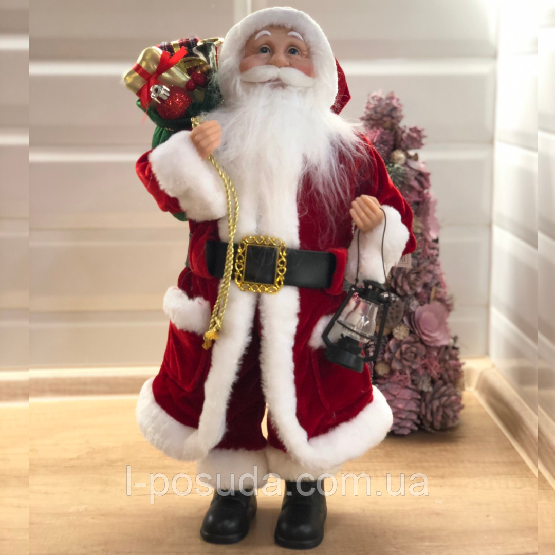 Санта в червоному вбранні 46 см фігурка для новорічного декору