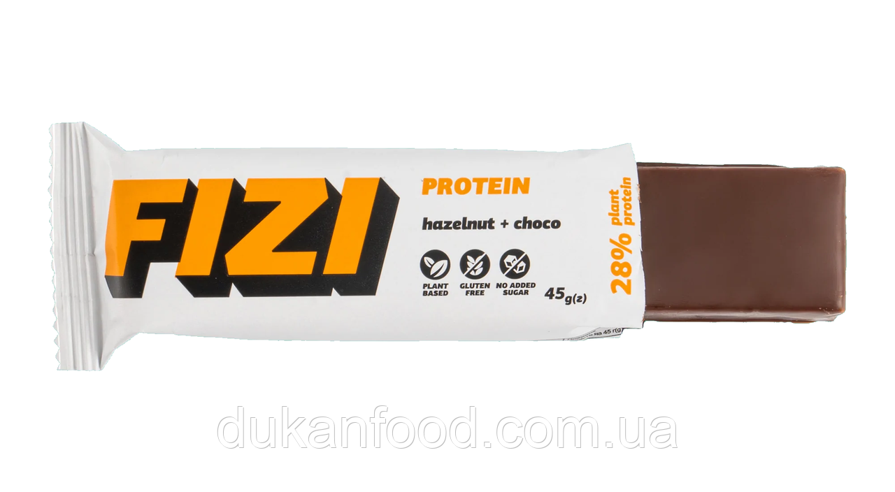 ВЕГАН Батончик протеїновий FIZI "HAZELNUT + CHOCO", 45г