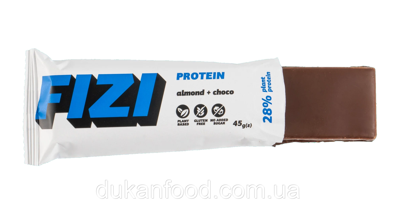ВЕГАН Батончик протеїновий FIZI "ALMOND + CHOCO, 45г