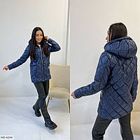 Куртка жіноча зимова стьобана зручна спортивна на блискавці з капюшоном та кишенями розміри 42-48 арт 7782